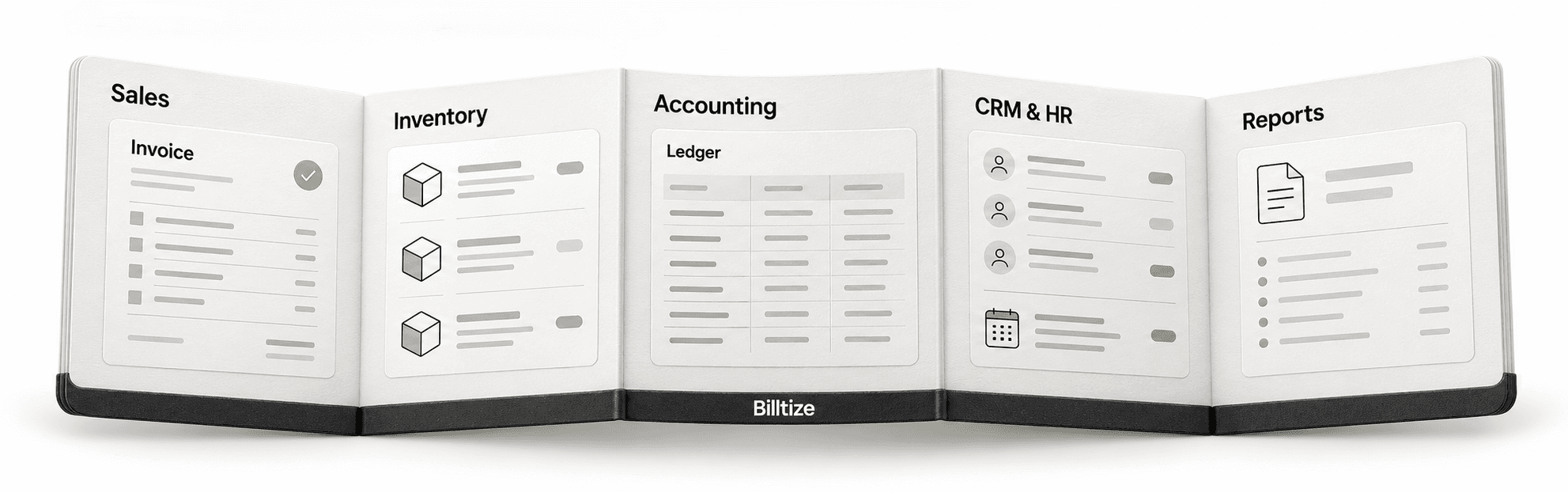 Everything works together: sales, inventory, accounting, CRM and HR, and reports, from your first invoice to your final report
